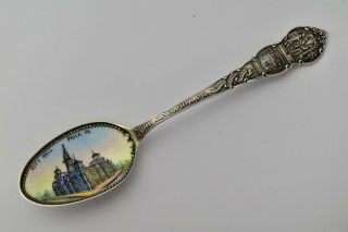 Philadelphia Pennsylvania City Sterling Silver Souvenir Spoon With Enamel