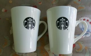 Starbucks 16 Oz.  White Ceramic Tall Coffee Cup Mug Set Of 2