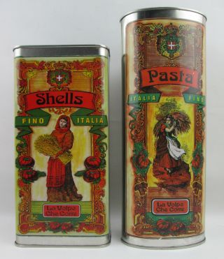 2 Vintage 1992 Pasta Tins For Kitchen Or Restaurant Display Fox Run Craftsmen