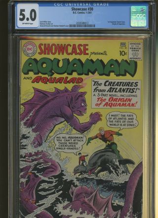 Showcase 30 Cgc 5.  0 | Dc 1961 | 1st Aquaman Tryout Issue.  Origin Of Aquaman.