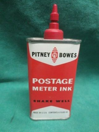 Vtg Pitney Bowes Postage Meter Ink Handy Oiler Tin Can - Nos