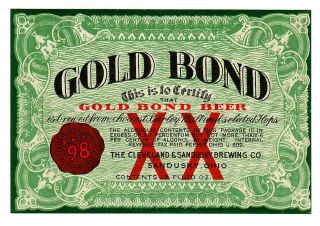 Beer Label; U - 609; Cleveland & Sandusky Brewing Co,  Sandusky Oh,  12oz Gold Xx