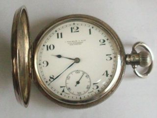 Antique Swiss Valmor 15 Jewels Solid Silver Full Hunter Pocket Watch J.  Macklin