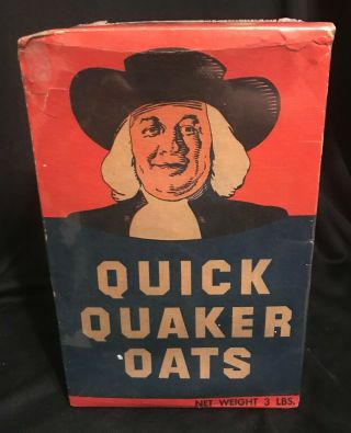 Vintage 1900s Quaker Rolled Oats Cereal Box 3lb Oldie But A Goody Colors
