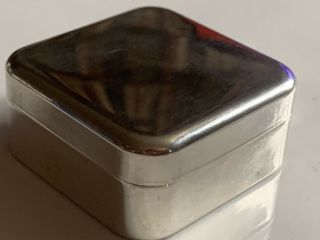 Vintage Large Hallmarked Sterling Silver 925 Squared Pill / Snuff Box 17.  9g