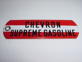Vintage Orig Chevron Supreme Gasoline Porcelain 5 " Gas Pump Bulk Oil Tag Sign