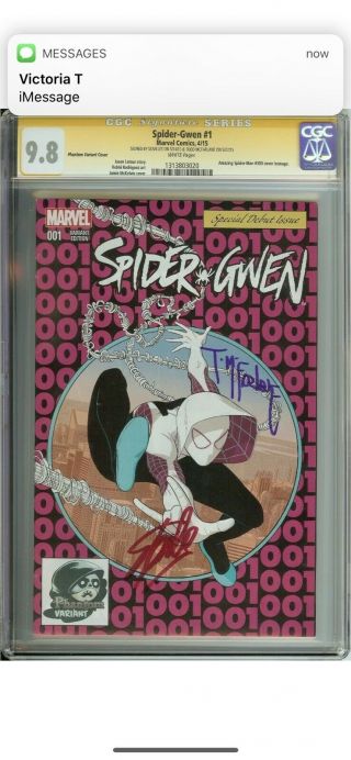 Spider - Gwen 1 Cgc 9.  8 // Phantom Variant // Signed By Stan Lee/todd Mcfarlane