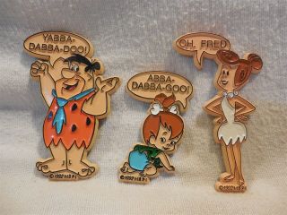 Flintstones 1992 Hbpi Refrigerator Magnet Set - Fred,  Wilma & Pebbles Flintstone