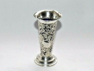 Antique Edwardian Pierced Solid Silver Sterling Bud Flower Vase Hm London 1904