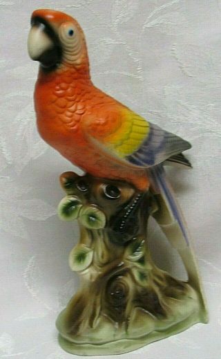 Vintage Japan Porcelain Colorful Parrot Bird Figurine