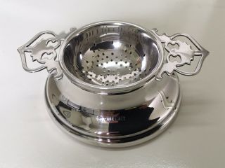Stunning Solid Silver Tea Strainer & Drip Dish By Lanson Ltd Birmingham 1964