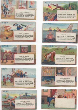 Utica Ny Chas Kinglsey 10 Months Antique Victorian Trade Cards Advertising