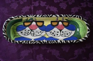 Vintage Lynda Corneille Swak Cat Sunglasses Signed Plate Tray Hand Painted,  Cats