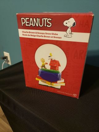 Dept 56 Figurine Peanuts Snoopy Books Charlie Brown Snow Ball Water Globe