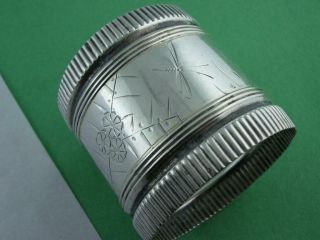 Sterling Gorham Napkin Ring Aesthetic W/ Engraved Dragonfly & Foliage