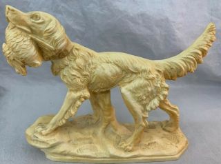 Vintage Italian Sculptor Santini Hunting Dog Resin Composite Sculpture