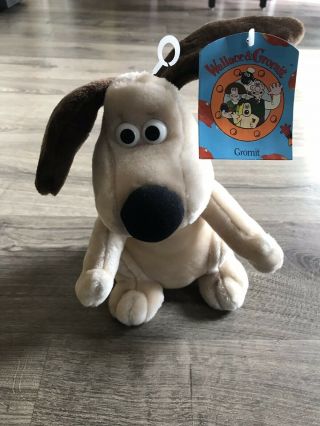 Vintage 1989 Wallace & Gromit Dog Plush With Tag