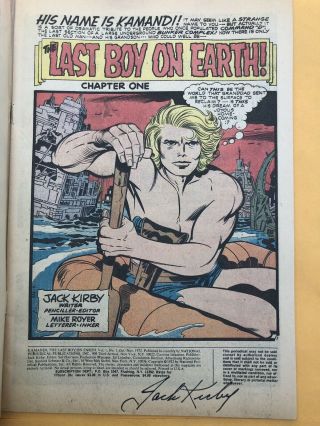 Kamandi,  The Last Boy on Earth 1 (Oct - Nov 1972,  DC) Signed by Jack Kirby 2