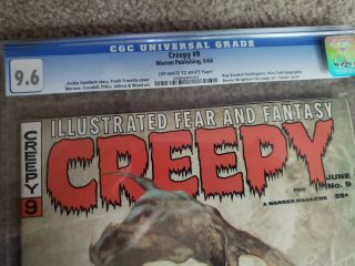 Warren Creepy 9 Cgc 9.  6 From 1966,  Frazetta Cover,  Only 3 Higher In Census