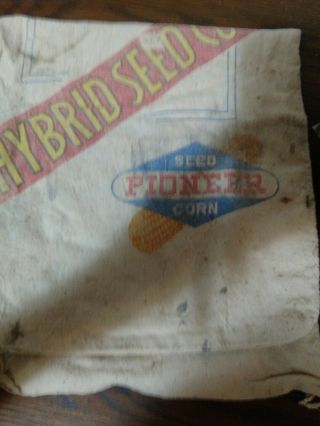 Vintage PIONEER Hybrid Seed X5079MF Corn Cloth Sack Bag Great Shape Shiping 3