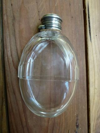 Vintage Sterling Silver And Cut Glass Flask Bottle - By Virtue Of Law Engraved