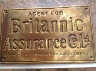 Solid Brass Britannic Assurance Co.  Ltd.  Door Sign