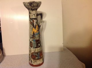 Vtg.  Italian Wine Bottle,  14 " Tall,  Stamped Bottom,  Hand Crafted,  Candle Holder