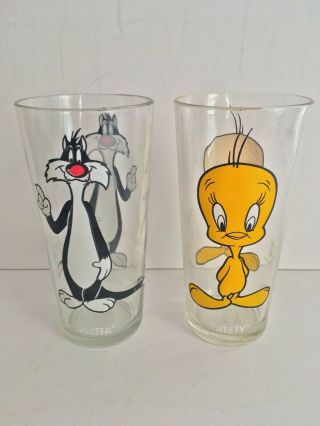 2 Pepsi Warner Bros 1973 Looney Tunes Glasses Sylvester And Tweety
