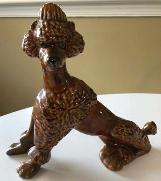 Vintage Brown Diva Hand Painted Ceramic Poodle Figurine