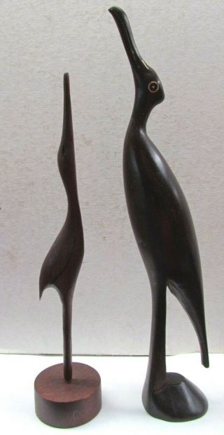 Elegant 2 Vintage Stork Egret Heron Birds Crane Figurine Sculpture 8 " & 9 " Tall