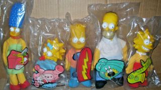 Set Of 5 Burger King The Simpsons Family Plush Doll Figures 1990 In Package