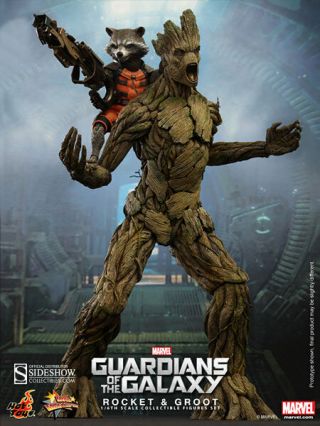 Hot Toys Marvel Guardians Of The Galaxy Groot & Rocket Sixth Scale Set Mms254