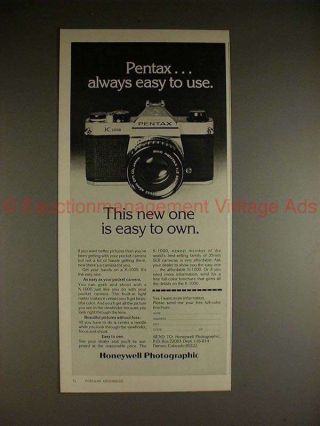 1976 Pentax K - 1000 Camera Ad - Always Easy To Use & Own