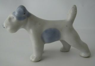 Vintage White & Blue Wire Fox Terrier Ceramic Figurine Japan 2 - 1/4 " Tall
