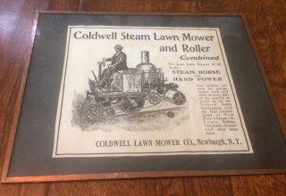 1906 Ad Coldwell Steam Lawn Mower And Roller Combined 10 X8 Framed Newburgh Ny