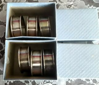 Boxed Set Of 6 Vintage Sterling Silver Napkin Rings Marked Sterling & Web 68g