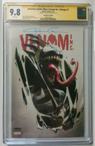 Spider - Man: Venom Inc.  Omega 1 Signed By Clayton Crain Cgc Ss 9.  8