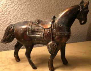Vintage Set Of 3 Metal Copper Clad Horse Figurines 1950’s Carnival Prize USA 4