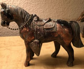 Vintage Set Of 3 Metal Copper Clad Horse Figurines 1950’s Carnival Prize USA 5