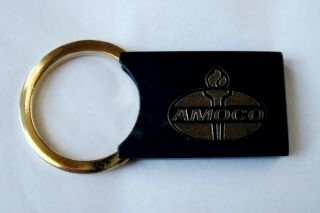 Rare Vintage Collectible Heavy Metal Promotional Amoco Black & Goldtone Key Ring
