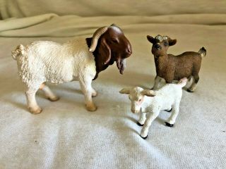 3 Toy Schleich Goats Boer Dwarf Pygmy Kid