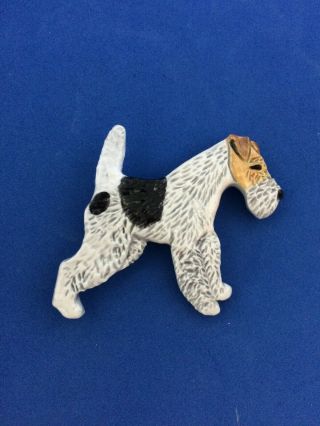 Wire Fox Terrier Brooch Pin Jewelry Ooak Sculpture Painting By Artist