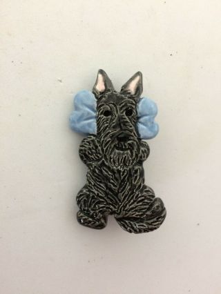 Scottie Terrier Dog Brooch Pin Jewelry Ooak Sculpture Painting By Artist Ooak