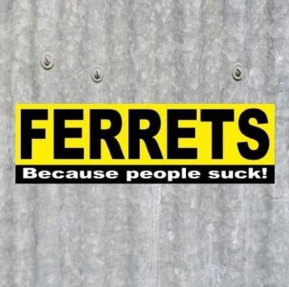 Funny " Ferrets - Because People Suck " Car Decal Bumper Sticker Pet,  Window,