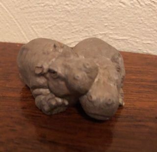 Vintage Hippo Stone Critter Littles Hippo Couple Signed 1995 Udc