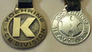 Vintage Koehring Company Heavy Duty Equipment Advertising 2 Pocket Watch Fobs