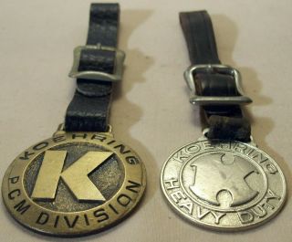 vintage KOEHRING COMPANY HEAVY DUTY EQUIPMENT ADVERTISING 2 POCKET WATCH FOBS 2