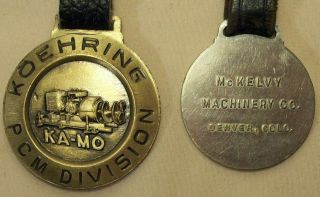 vintage KOEHRING COMPANY HEAVY DUTY EQUIPMENT ADVERTISING 2 POCKET WATCH FOBS 5