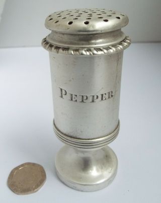 LOVELY RARE ANTIQUE 19TH CENT ENGLISH COLONIAL c.  1850 SOLID SILVER PEPPER CASTER 2
