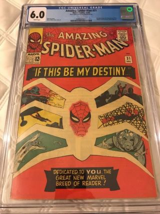 Spider - Man 31 1st Gwen Stacy Marvel Comics,  Cgc 6.  0 Rare White Pages